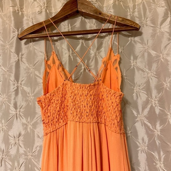 Free People Adella Maxi Slip Dress Coral Orange FP One - Picture 7 of 15
